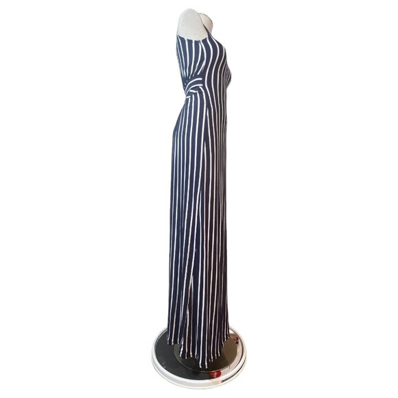 Womens Windsor Navy And White Striped Maxi Dress Size Small Cut Out Back Summer - Picture 4 of 10